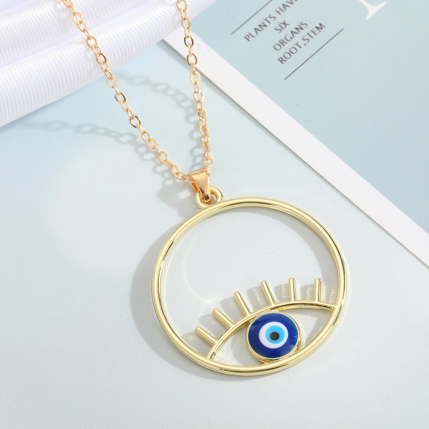 TBFashion Gilded Gaze Evil Eye Pendant Necklace