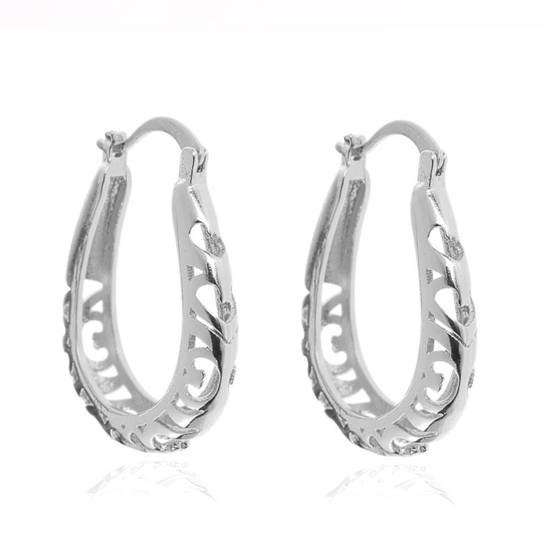 Vintage Filigree Silver-Tone Hoop Earrings
