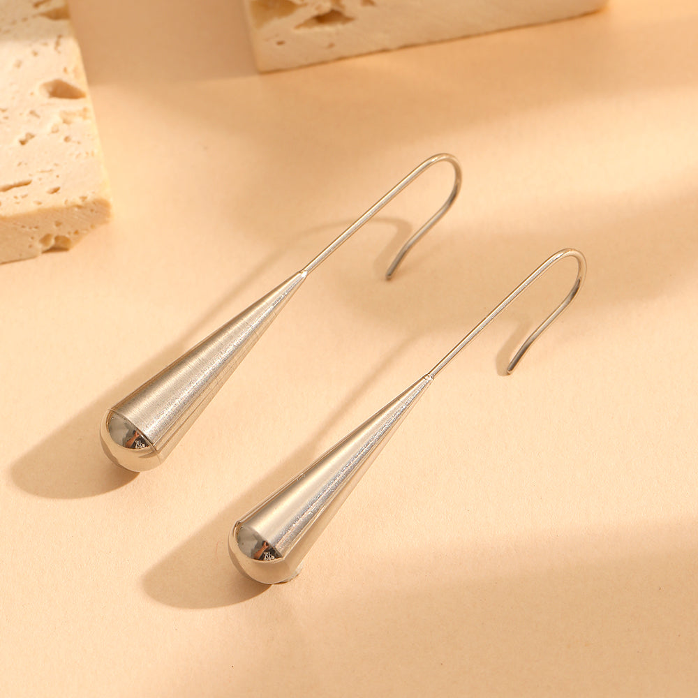 TBFashion Vintage Minimalist Teardrop Stainless Steel Dangle Earrings