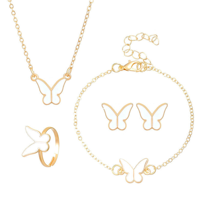TBFashion Delicate Golden Butterfly Ensemble Jewelry Set