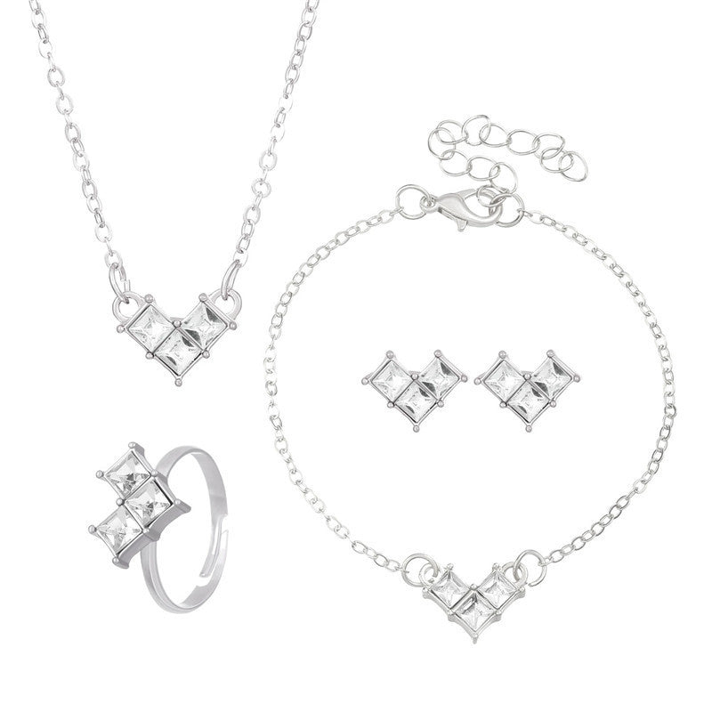TBFashion Silver Radiant Heart Brilliance Jewelry Set