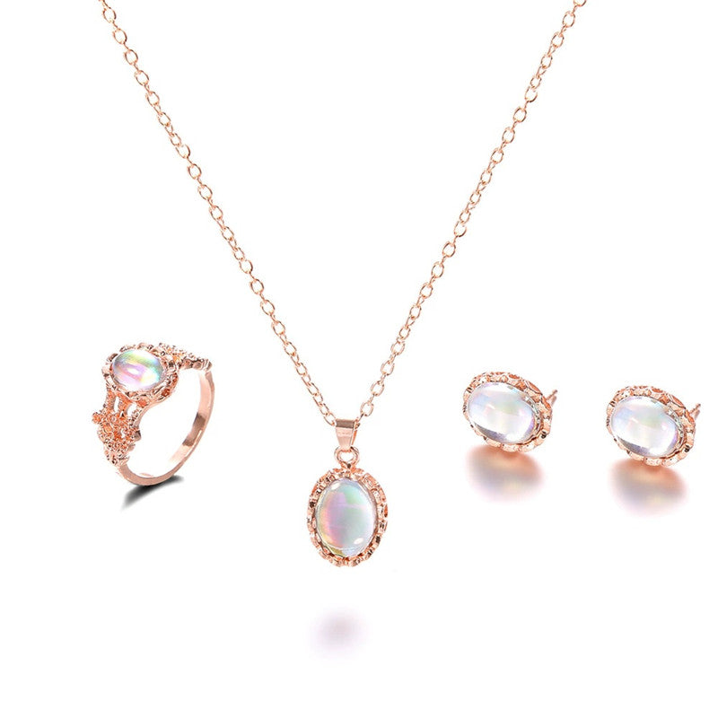 TBFashion Luminous Opal Aura Jewelry Set