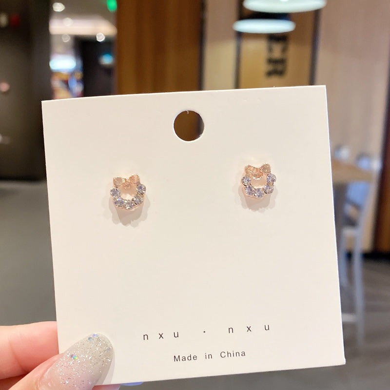 TBFashion Radiant Bowknot Crystal Stud Earrings