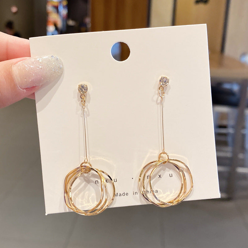 TBFashion Luxe Interlocking Circle Drop Earrings
