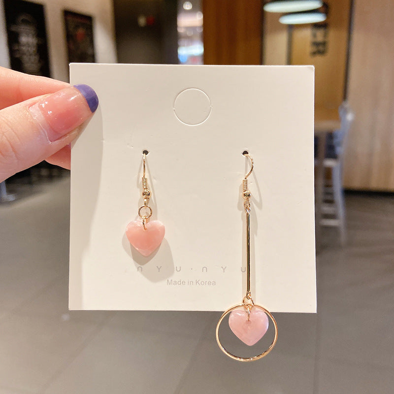 TB Asymmetric Blush Heart Drop Earrings