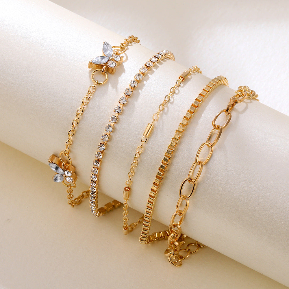 TB Glimmering Gold Layered Bracelet Ensemble