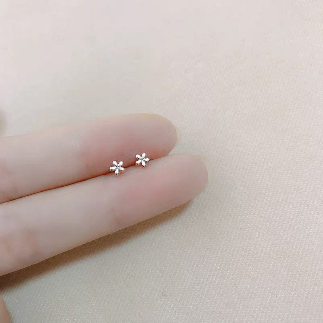 Delicate Blossom Sterling Silver Stud Earrings