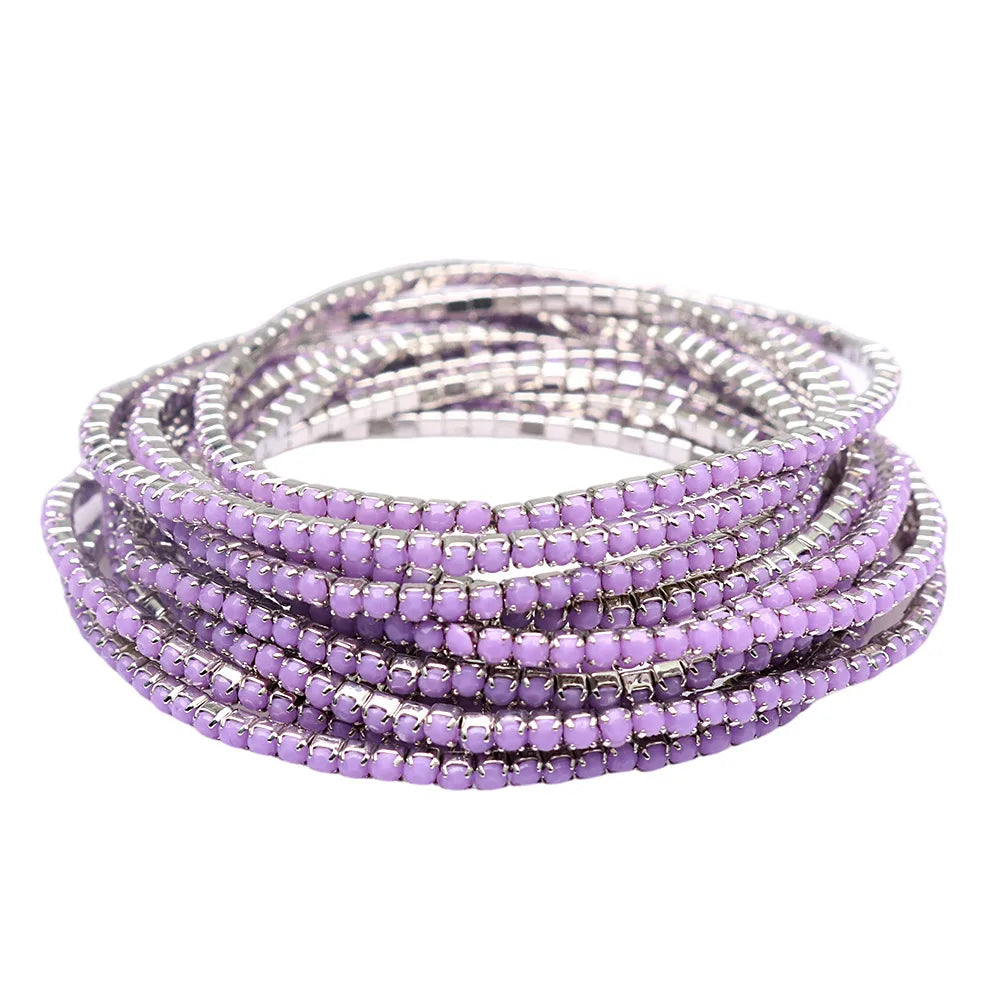 TB Lavender Aurora Coil Rhinestone Bracelet
