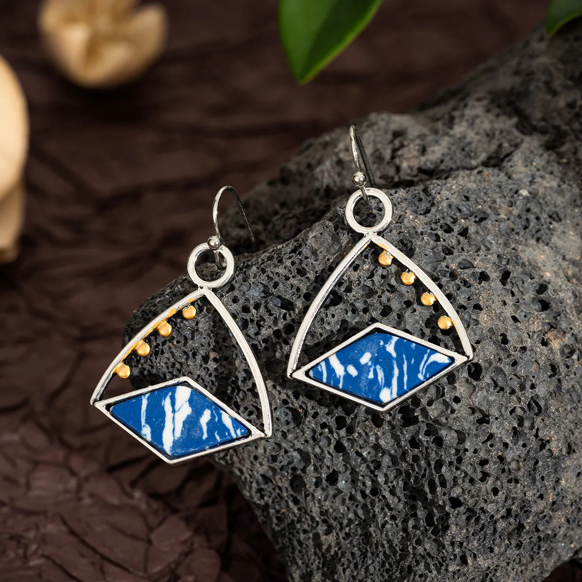 TB Lapis Echo Geometric Drop Earrings