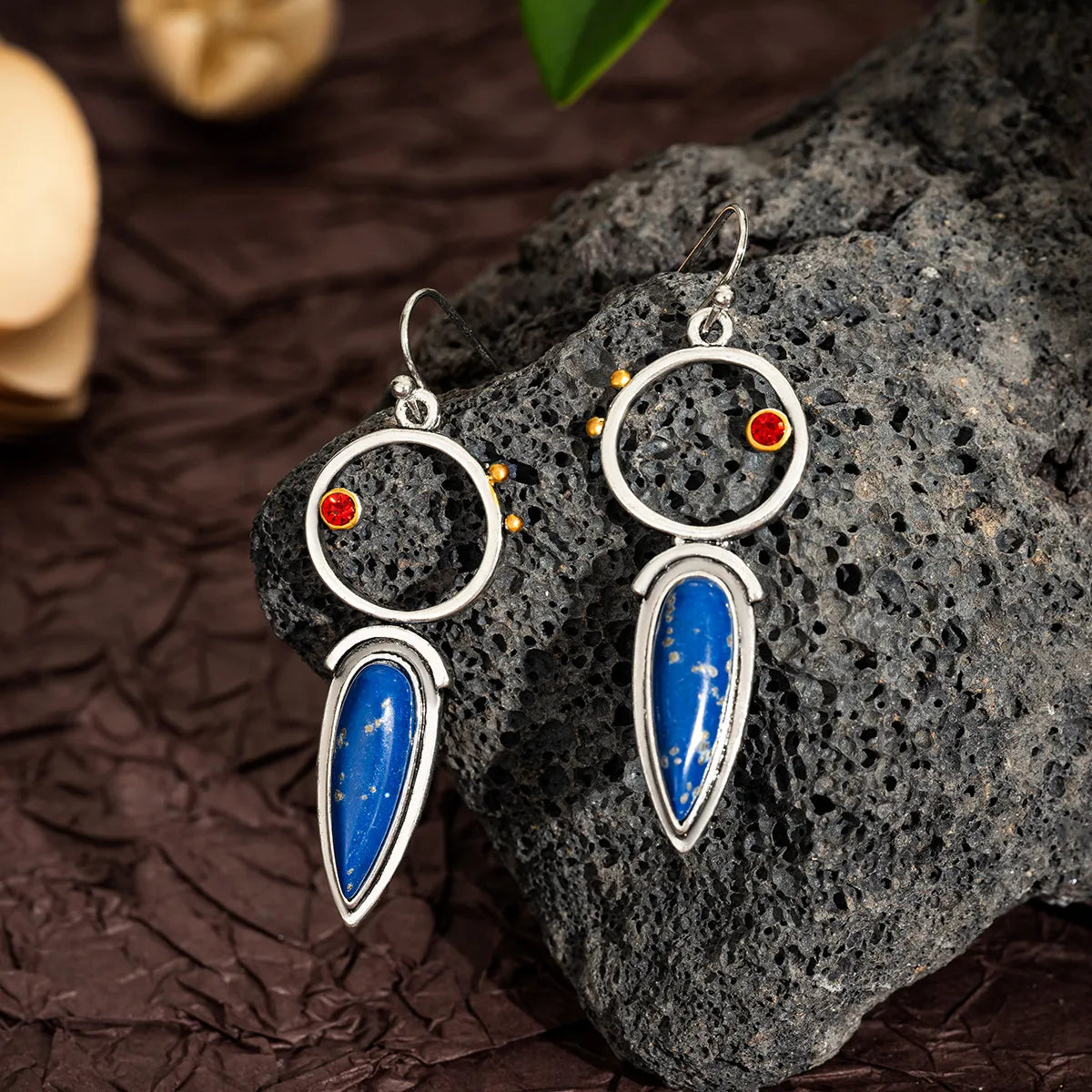 TB Artisan Lapis Lazuli Geometric Drop Earrings
