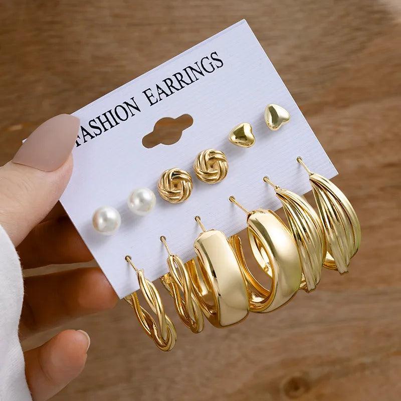 TB Golden Era Earring Collection - 6-Pair Vintage-Inspired Set