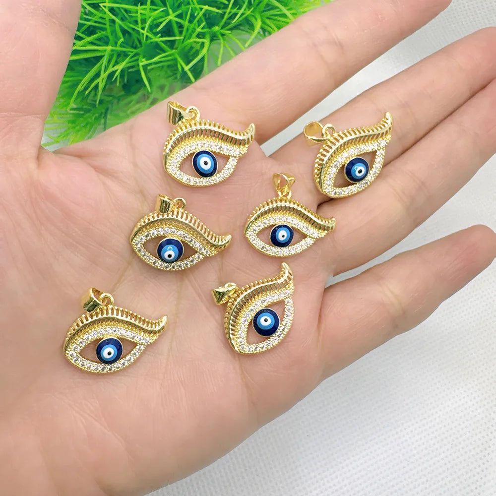 TB Dainty 18K Gold-Plated Zircon Evil Eye Charm Pendant