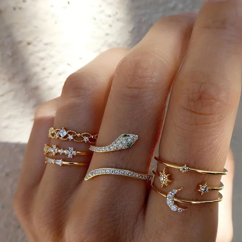 TB Aurora Serpent & Celestial Stacking Ring Set