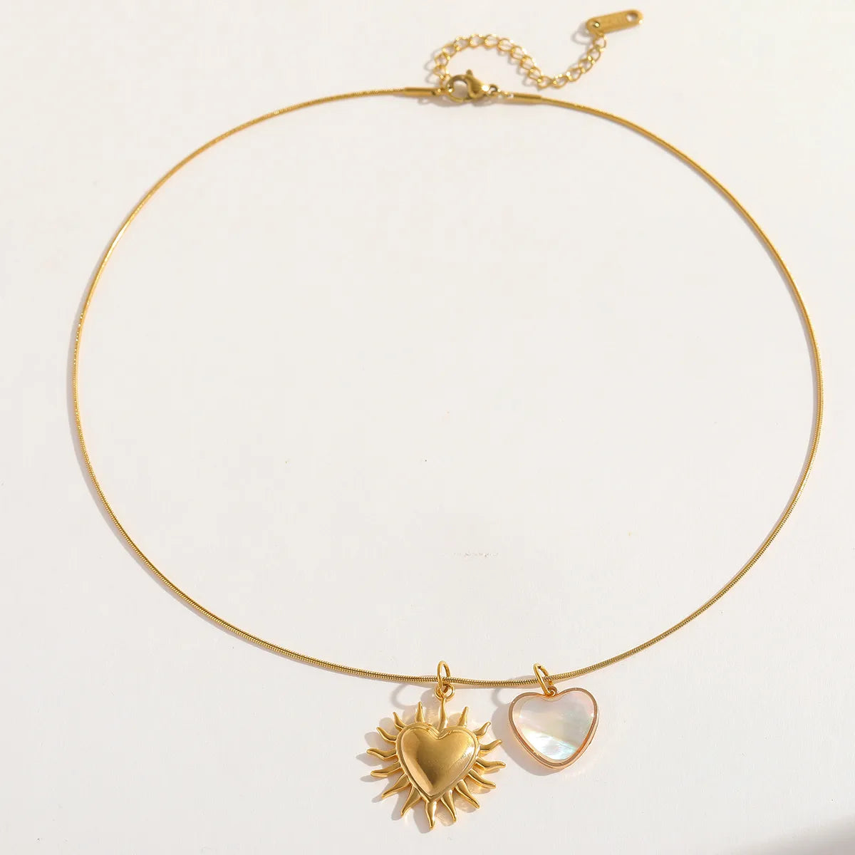 TB Golden Sunburst & Mother-of-Pearl Heart Charm Necklace