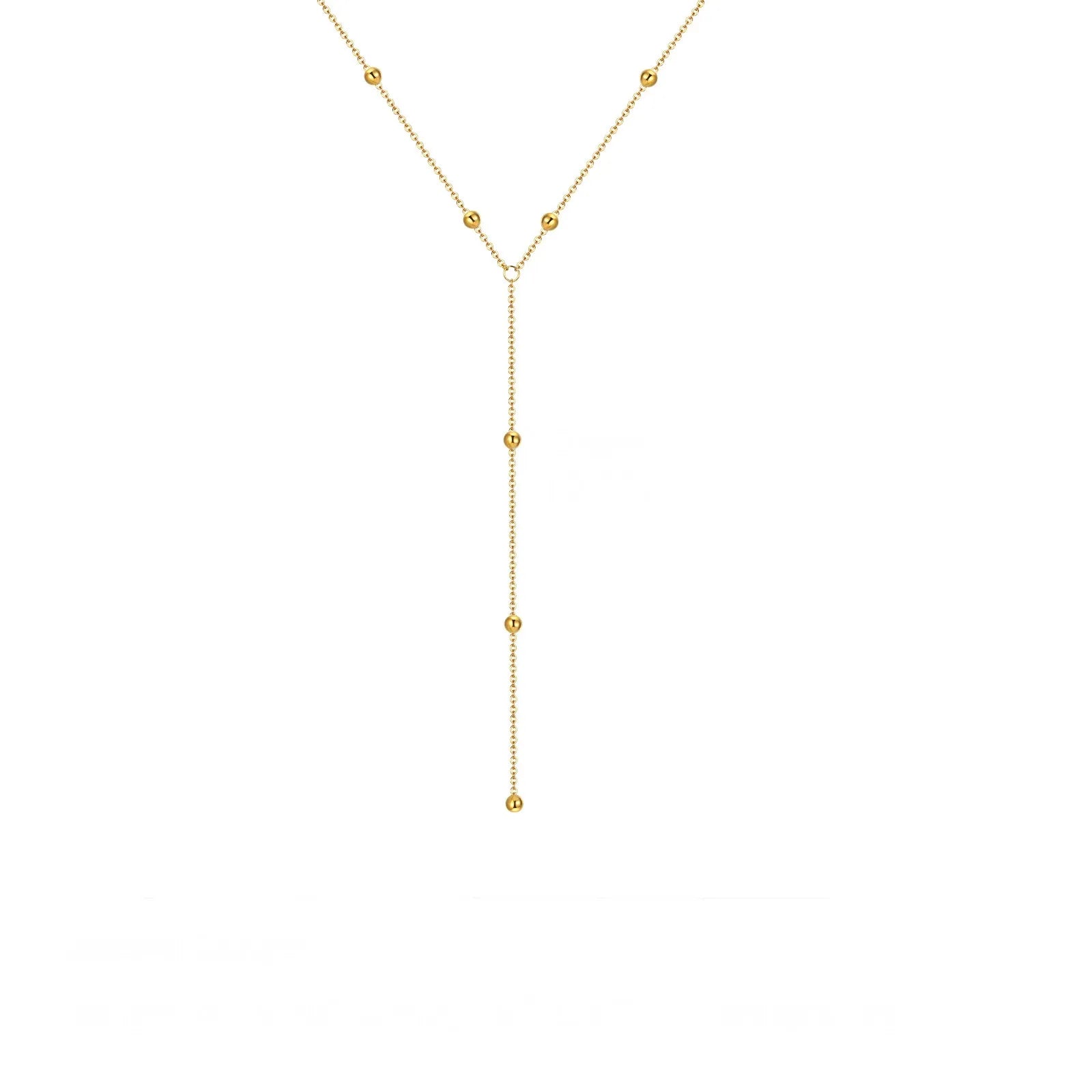 TB Effortless Gold Beaded Lariat Necklace