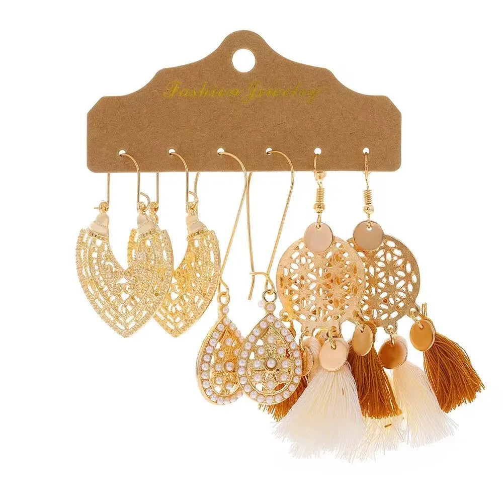 TB Bohemian Artisan Dangle Earring Trio