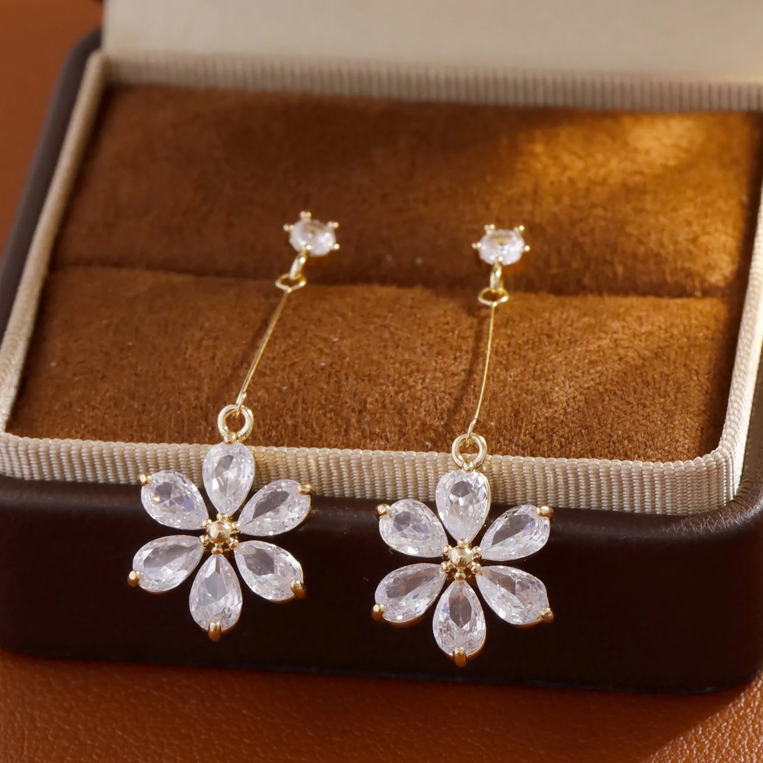TB's Radiant Bloom Zirconia Drop Earrings