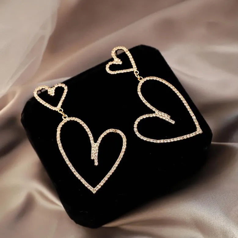 TB Glimmering Dual Heart Drop Earrings